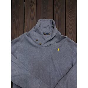 Polo Ralph Lauren Shawl Collar Sweatshirt Men’s XL Gray Button Neck Pullover